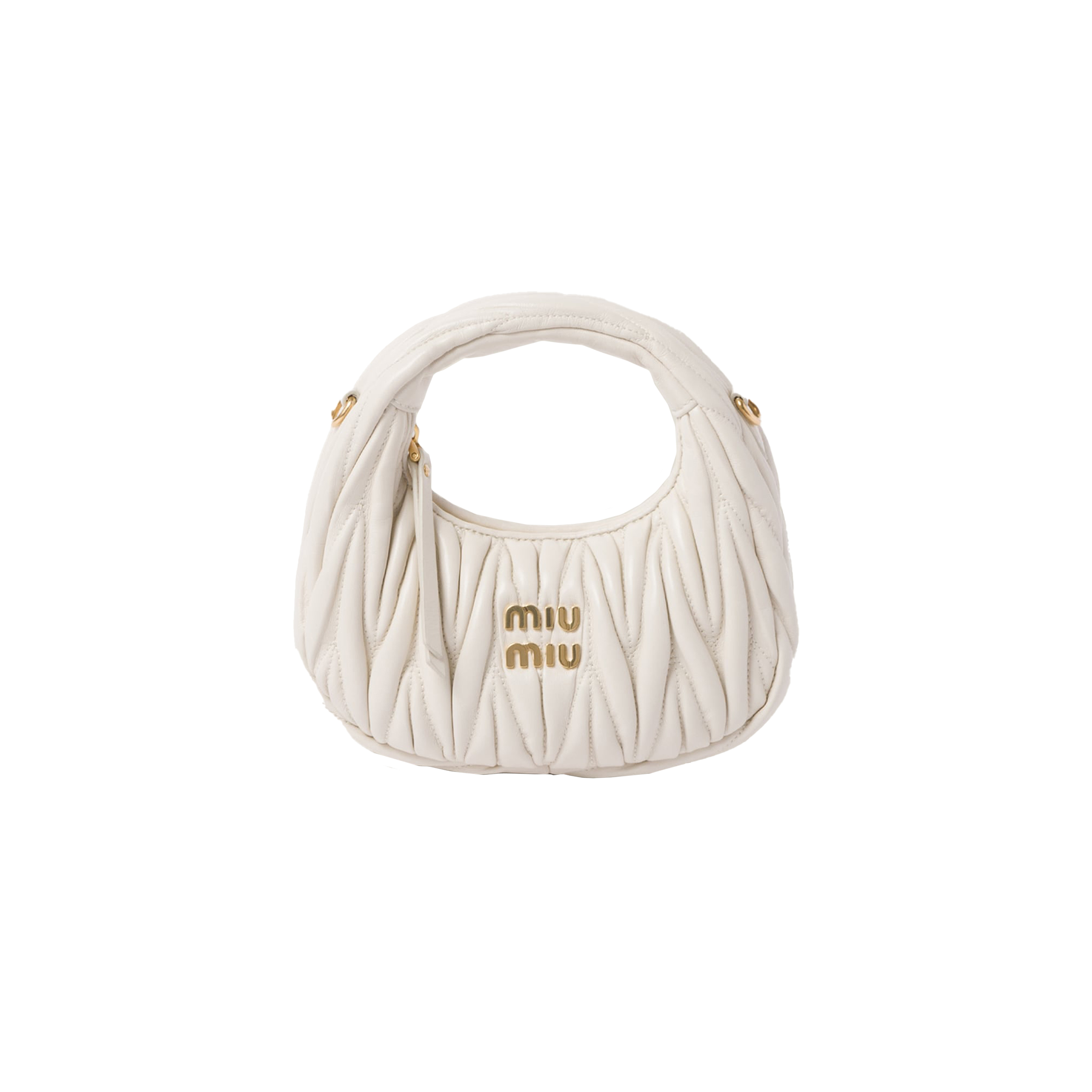 MIU MIU WANDER MATELASSÉ NAPPA LEATHER HOBO MINI-BAG 5BP078 (17.5*14*5.5cm)